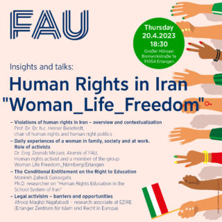 Zum Artikel "Human Rights in Iran „Woman_Life_Freedom“ on 20th of April at FAU"