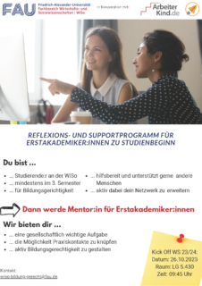 REFLEXIONS- UND SUPPORTPROGRAMM FÜRERSTAKADEMIKER:INNEN ZU STUDIENBEGINN